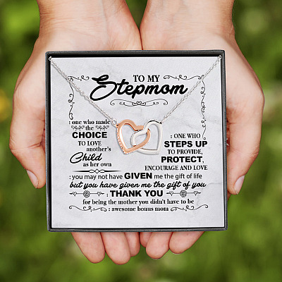 Alternative view of Stepmom One Who Made The Choice To Love Interlocking Hearts Pendant Necklace