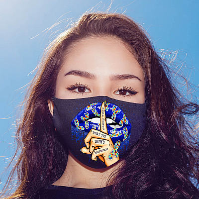 Alternative view of Don't Judge What You Don't Understand Autism Lips Washable Reusable Custom Printed Cloth Face Mask Cover