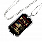 I Served My Country For My Children's Future I Would Fight Again I Am A Veteran Grandpa Dog Tag Pendant Necklace - Dog Tag (Silver)