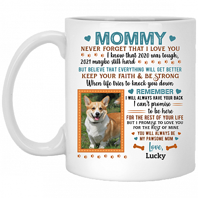 Personalized Photo Mommy Never Forget That I Love You Ceramic Coffee Mug - Beer Stein - Water Bottle, White, 11 oz. White Mug