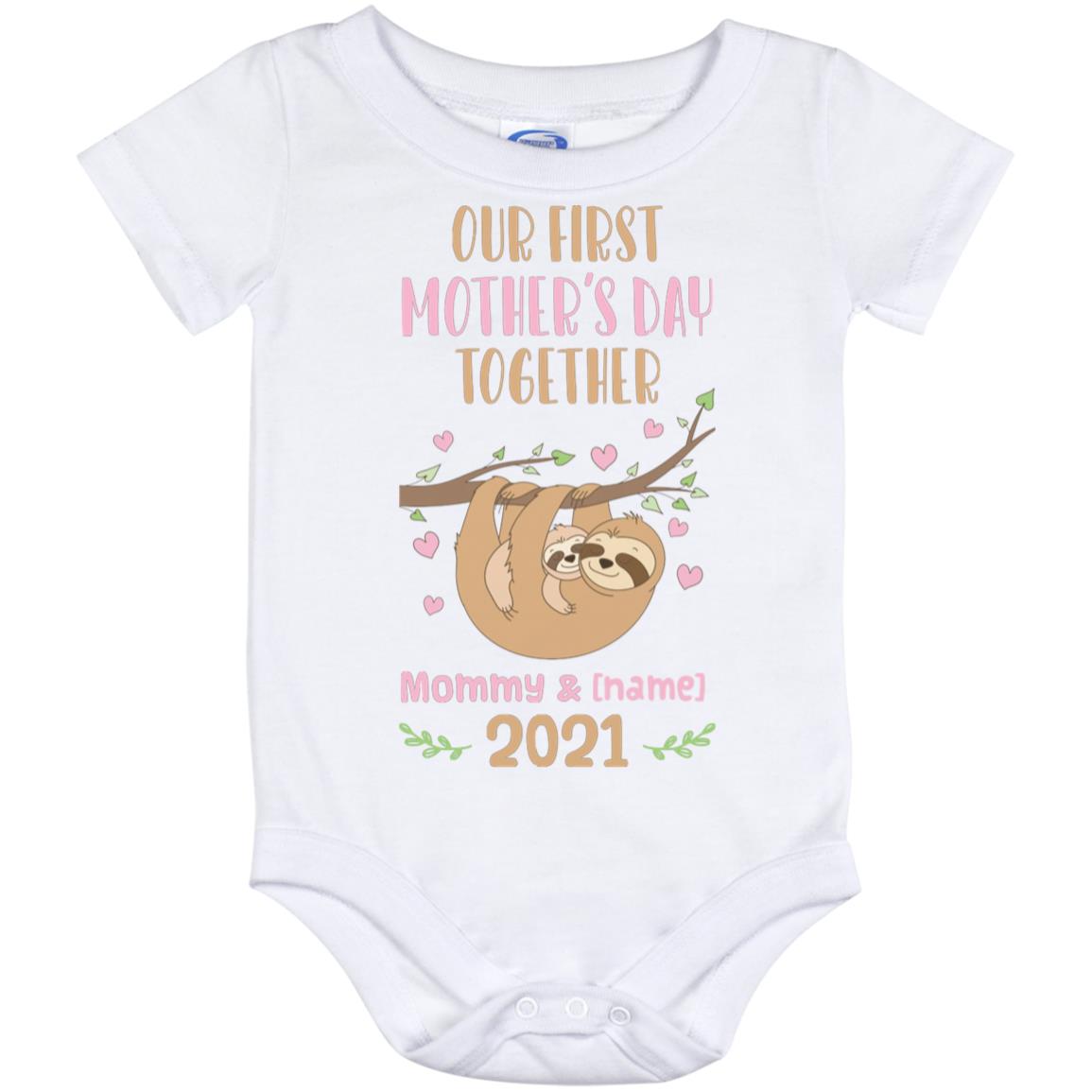 Personalized Our First Mother's Day, White, Baby Onesie - 12 Month