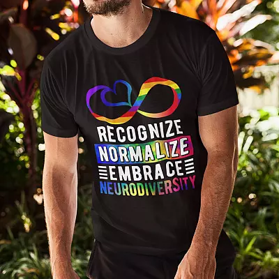 Alternative view of Recognize Normalize Embrace Neurodiversity T-Shirt - Neurodiversity Shirt