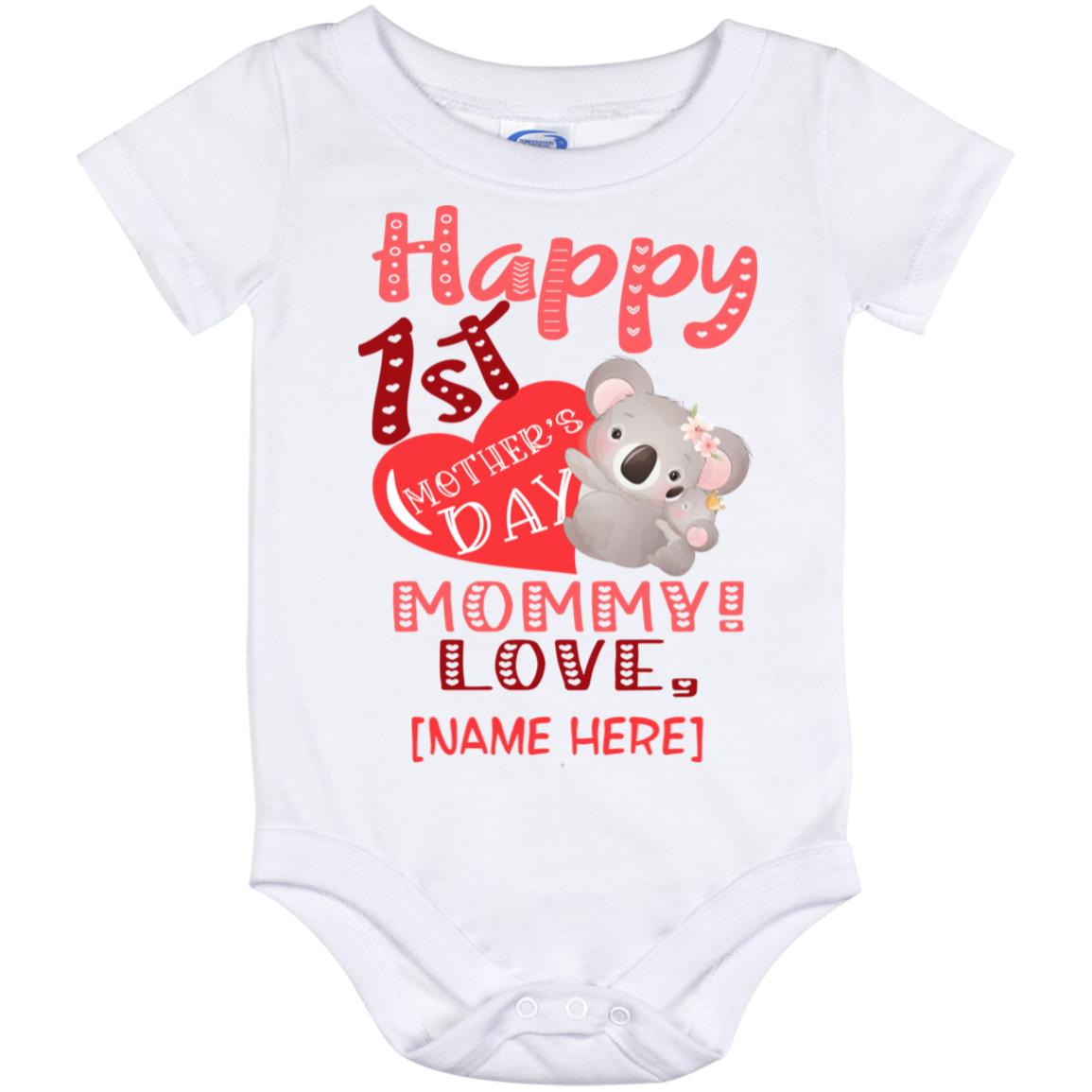 Personalized Koala Happy 1st, White, Baby Onesie - 12 Month