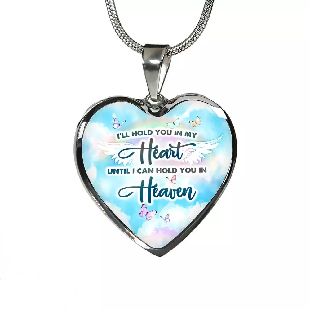 I'll Hold You In My Heart Until I Can Hold You In Heaven Heart Pendant Necklace - Heart Luxury Necklace (Silver) I'll Hold You In My Heart Until I Can Hold You In Heaven Heart Pendant Necklace - Heart Luxury Necklace (Silver)