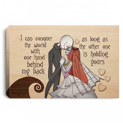 I Can Conquer The World With One Hand Behind My Back Jack With Sally Framed Canvas Prints - Unframed Poster, White, 0.75'' Framed Canvas