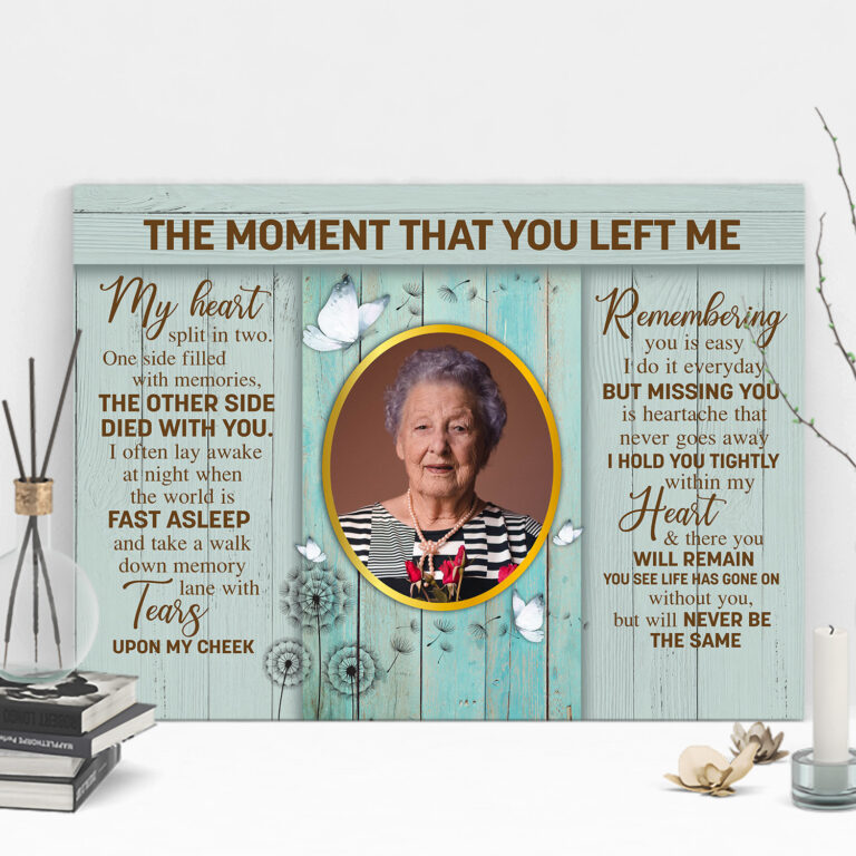 Custom Photo Butterfly the Moment That You Left Me My Heart Split in Two Framed Canvas-Unframed ...