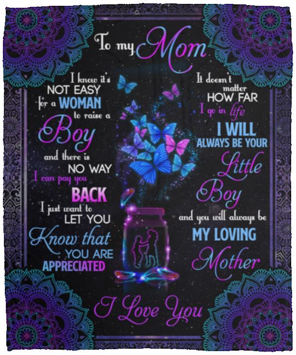 Son to Mom Blanket, White, Cozy Plush Fleece Blanket - 50x60