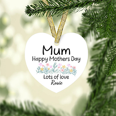 Personalized Mum Happy Mothers Day Lots Of Love Heart Ornament - Mother's Day Gift For Mom