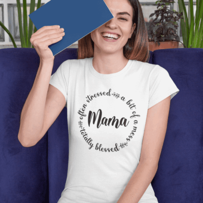 Alternative view of Often Stress A Bit Of Mess But Totally Blessed Mama Ladies T-Shirt