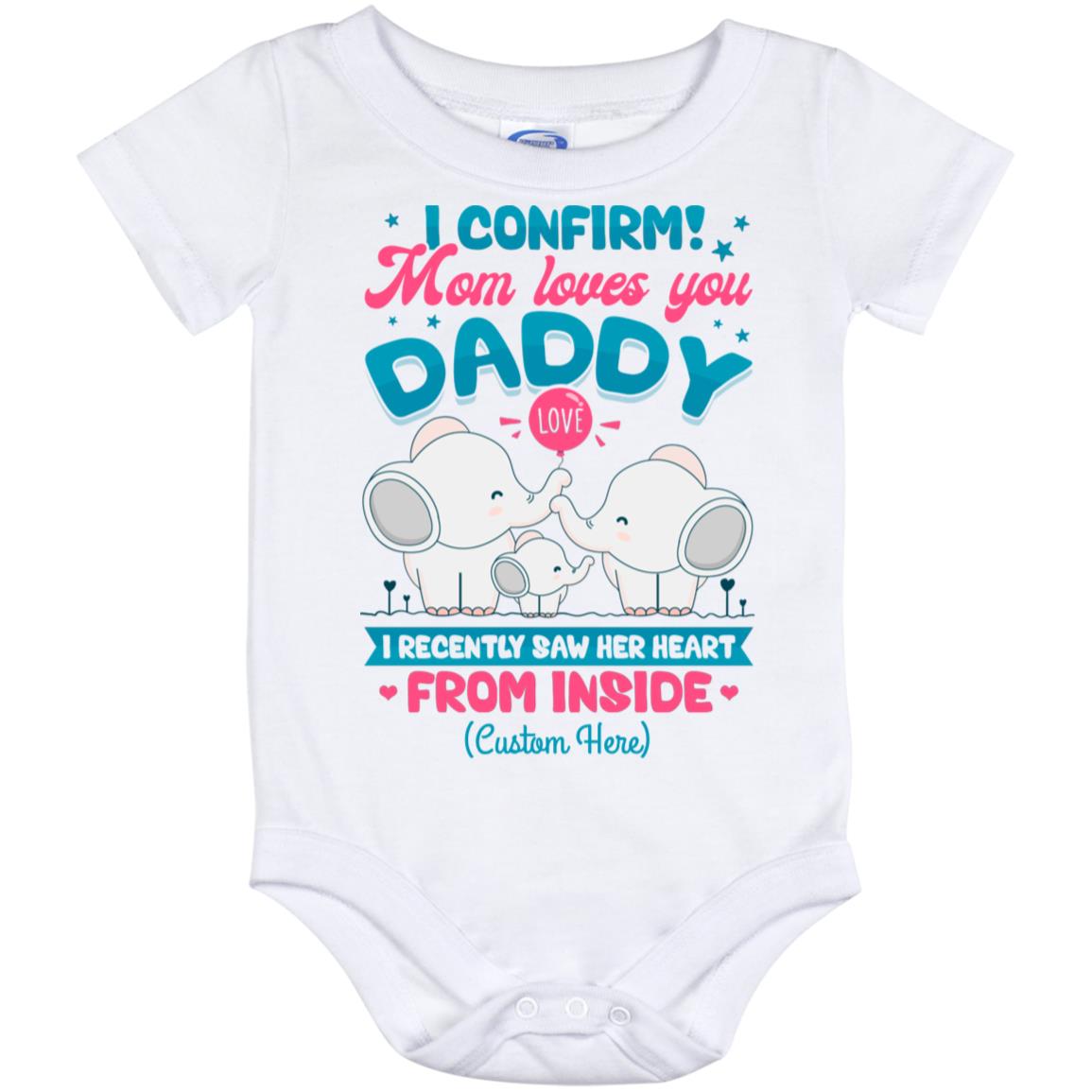 Personalized Dad I Confirm Gift, White, Baby Onesie - 12 Month