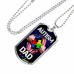 Autism Dad Dog Tag Pendant Necklace - Dog Tag (Silver)