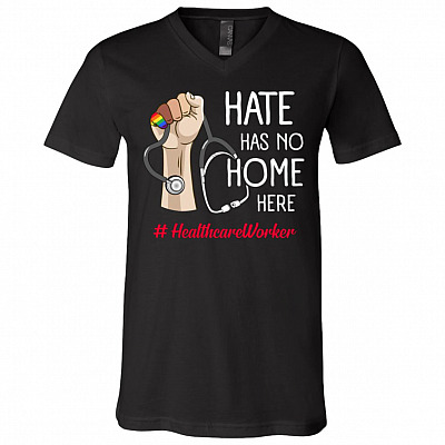 Healthcare Worker T, Black, V-Neck T-Shirt