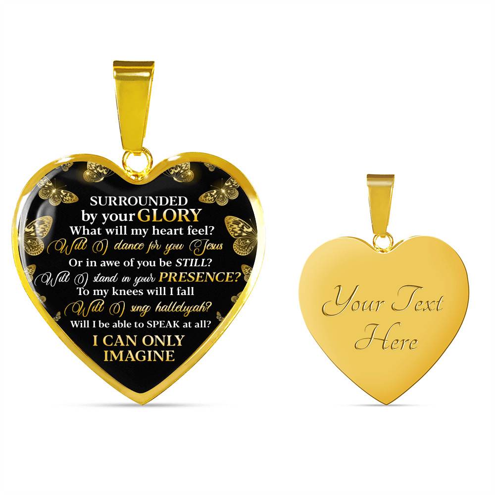 Surrounded By Your Glory What Will My Heart Feel Will I Dance For You Jesus Heart Pendant Necklace - Heart Luxury Necklace (Gold Plated)