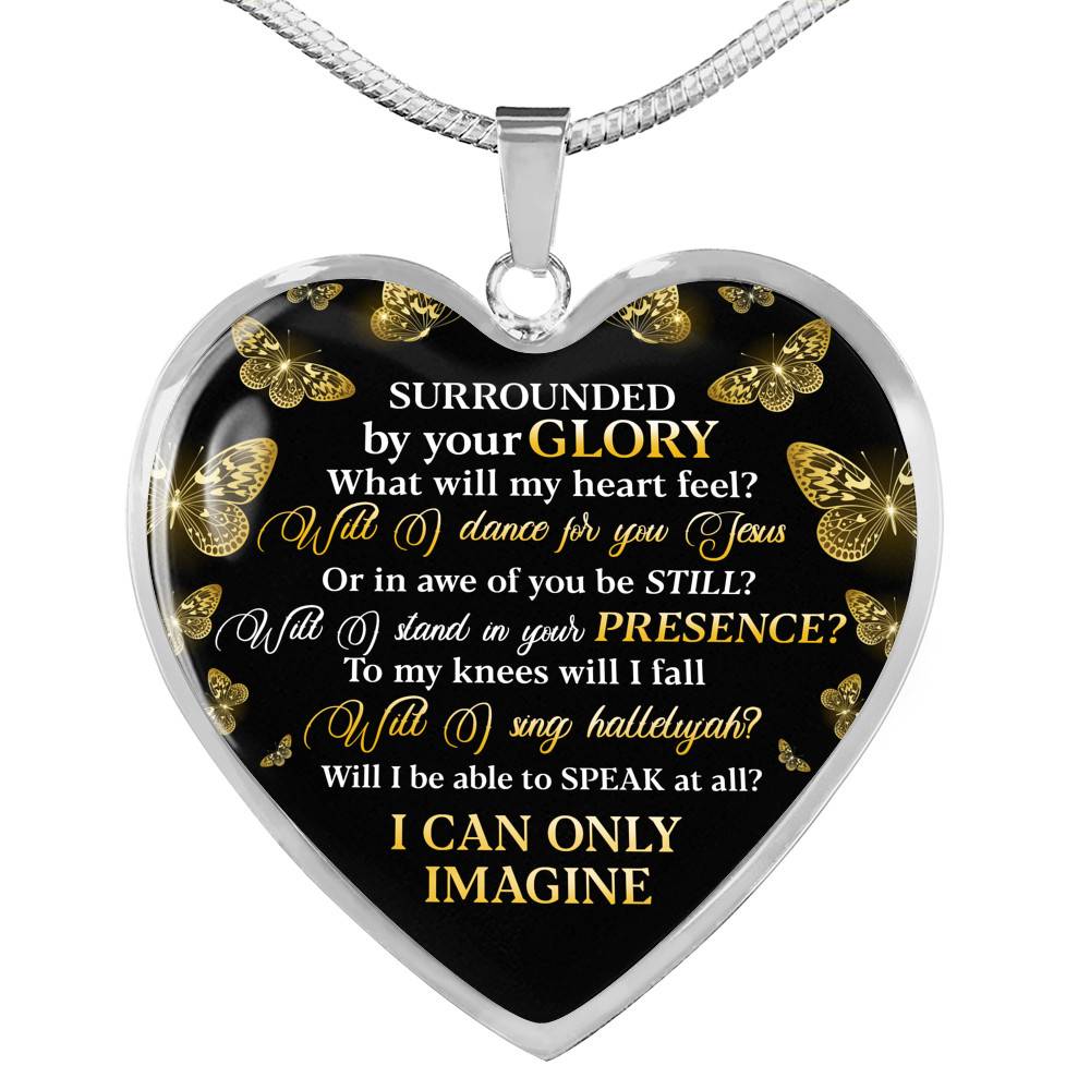 Surrounded By Your Glory What Will My Heart Feel Will I Dance For You Jesus Heart Pendant Necklace - Heart Luxury Necklace (Silver)