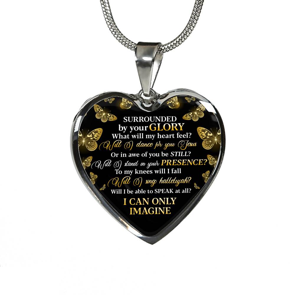 Surrounded By Your Glory What Will My Heart Feel Will I Dance For You Jesus Heart Pendant Necklace - Heart Luxury Necklace (Silver)