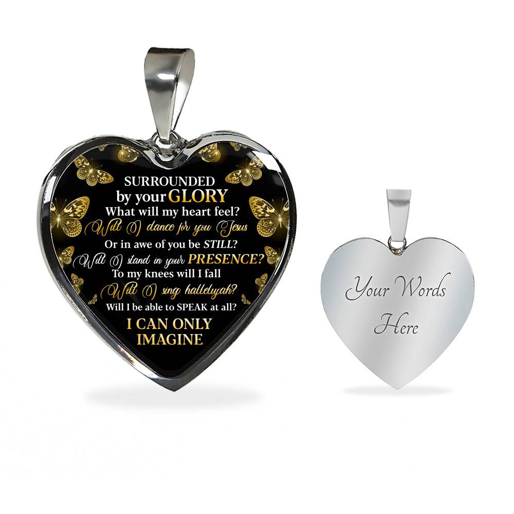 Surrounded By Your Glory What Will My Heart Feel Will I Dance For You Jesus Heart Pendant Necklace - Heart Luxury Necklace (Silver)
