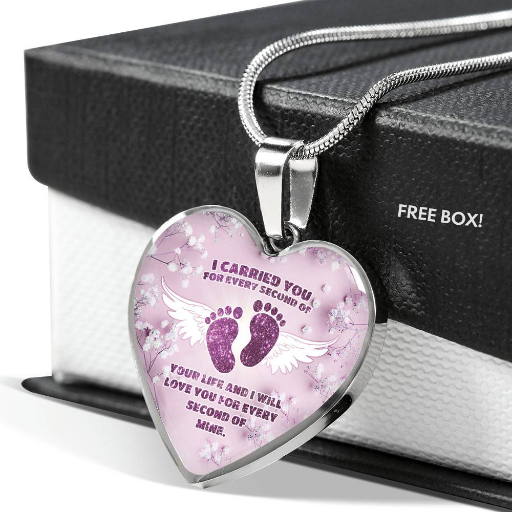I Carried You For Every Second Of Your Life Heart Pendant Necklace - Heart Luxury Necklace (Silver)