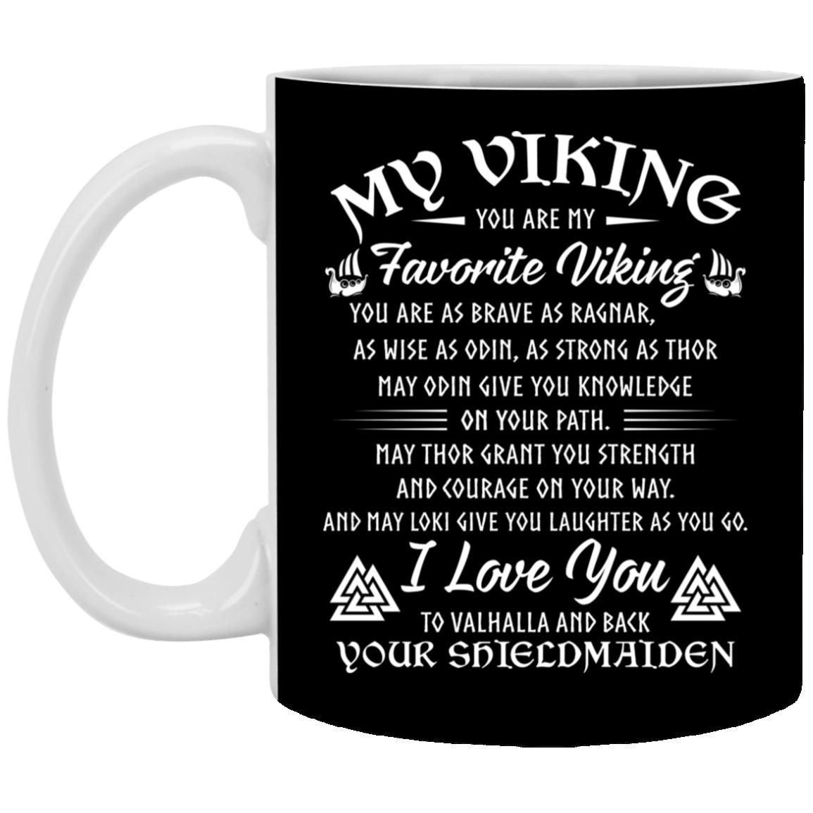 viking mug, Black, 11 oz. White Mug