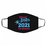 Proud Sister Of The 2021 Graduate, Black, Cloth Face Cover – Medium/Large