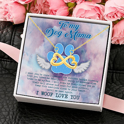 To My Dog Mama Keep This Necklace Close Tor Your Heart Until We Meet Again Infinity Heart Pendant Necklace
