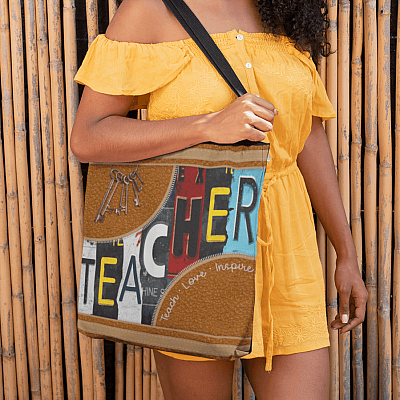 Alternative view of Teacher Teach Love Inspire All Over Print Tote - Shoulder Bag - Teacher Gift