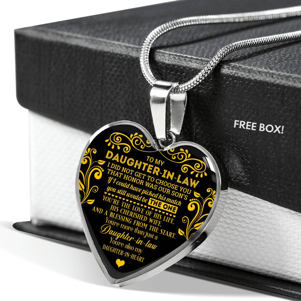 To My Daughter In Law I Did Not Get To Choose You That Honor Was Our Son's Heart Pendant Necklace - Heart Luxury Necklace (Silver)