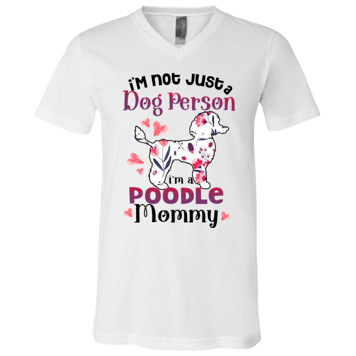 PoodleT-Shirt, White, V-Neck T-Shirt