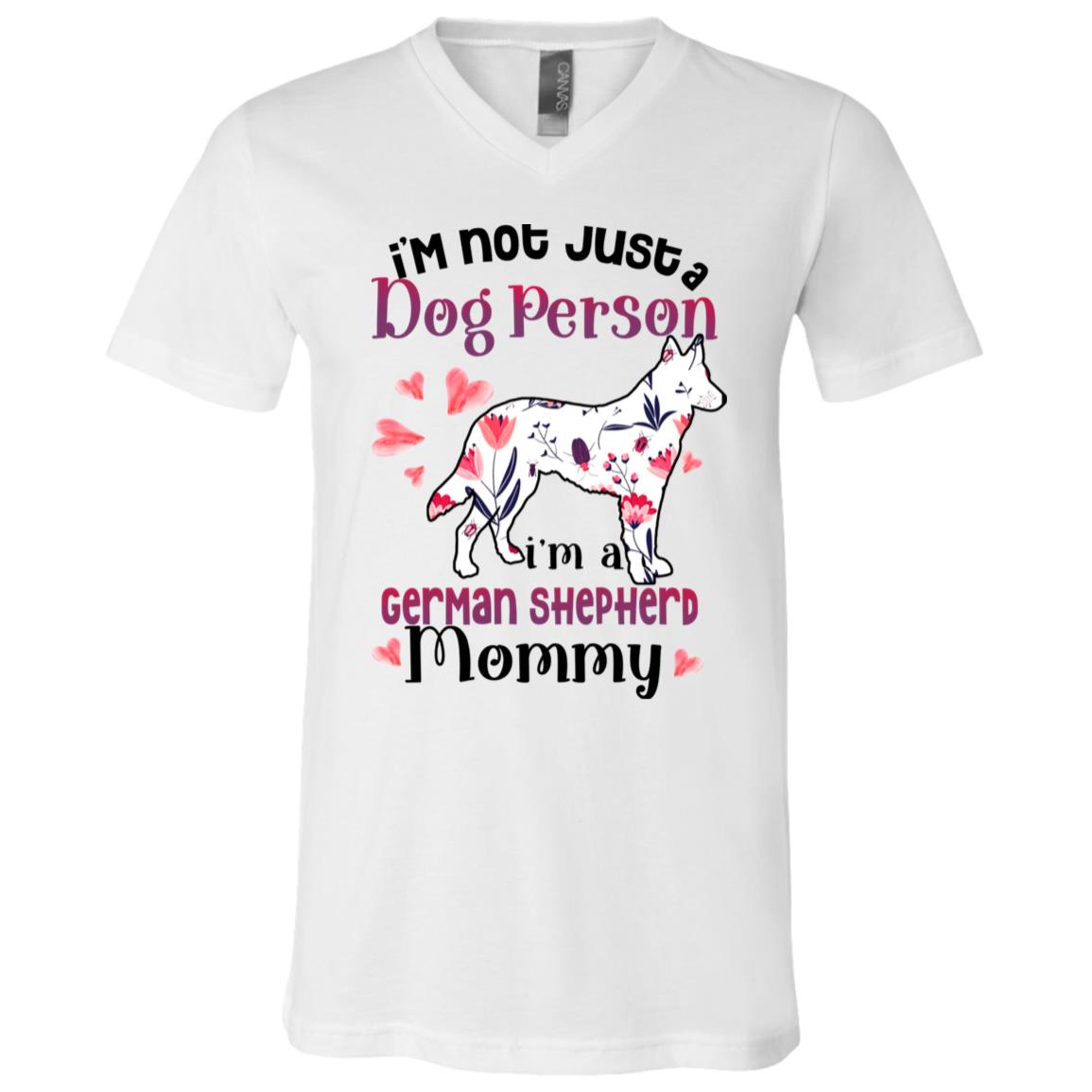 German Shepherd T-Shirt, White, V-Neck T-Shirt