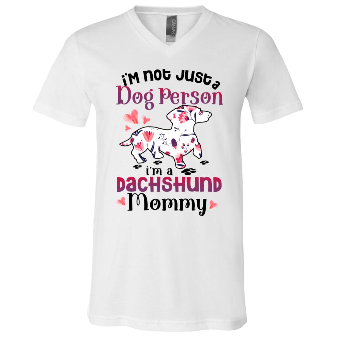 Dachshund Mommy T-Shirt, White, V-Neck T-Shirt