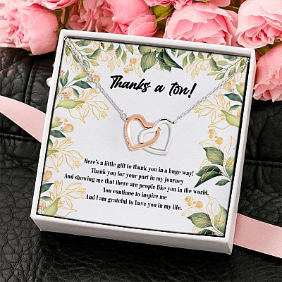 Thanks A Ton I Am Grateful To Have You In My Life Interlocking Hearts Pendant Necklace