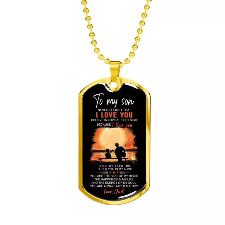 Dad To My Son Never Forget That I Love You I Believe In Love At First Sight Dog Tag Pendant Necklace