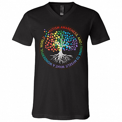 autism dark, Black, V-Neck T-Shirt