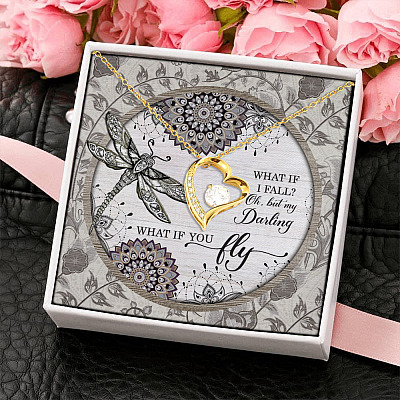 Bohemian Dragonfly What If I Fall Oh but My Darling What If You Fly Forever Love Pendant Necklace