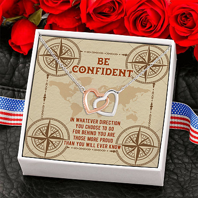 Be Confident In Whatever Direction You Choose To Go Interlocking Hearts Pendant Necklace