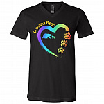 Personalized Grandma Bear, Black, V-Neck T-Shirt