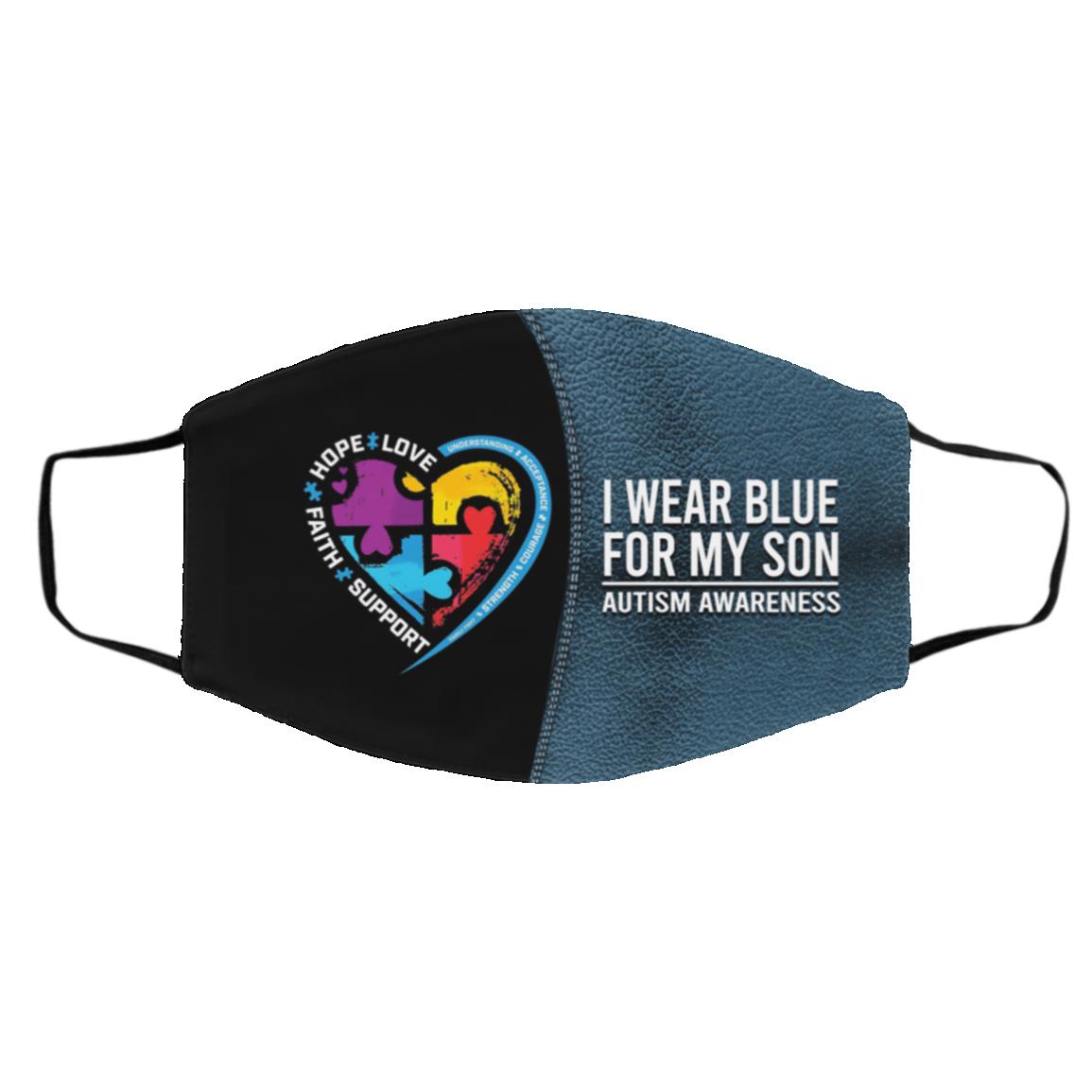 I Wear Blue for, White, Cloth Face Cover – Medium/Large