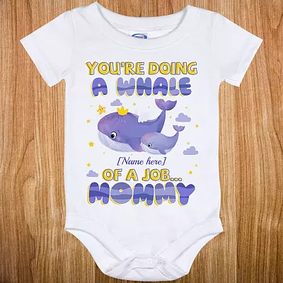 Alternative view of Personalized You're Doing A Whale Of A Job Baby Onesie - Baby Infant Bodysuit