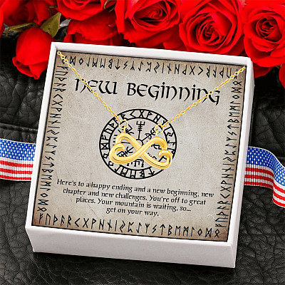 Here's To A Happy Ending And A New Begining Viking Infinity Heart Pendant Necklace