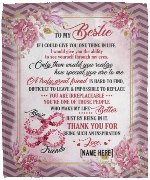 Personalized To My Bestie, White, Cozy Plush Fleece Blanket - 50x60