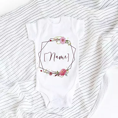 Alternative view of Personalized Floral Wreath Baby Onesie - Baby Infant Bodysuit