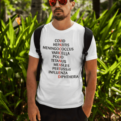 Alternative view of Funny Vaccinated Crossword T-Shirt