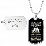 To My Son Adventure Wherever Your Journey In Life May Take You I Pray You'll Always Be Safe Love Mom Dog Tag Pendant Necklace - Dog Tag (Silver)