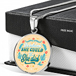 She Believed She Could so She Did Circle Pendant Necklace - Circle Luxury Necklace (Silver)