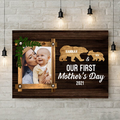 Alternative view of Personalized Photo Our First Mother's Day Cute Bears Wrapped Framed Canvas Prints - Unframed Poster