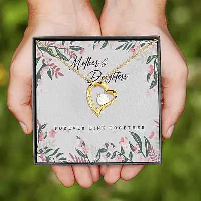 Mother and Daughters Forever Link Together Forever Love Pendant Necklace