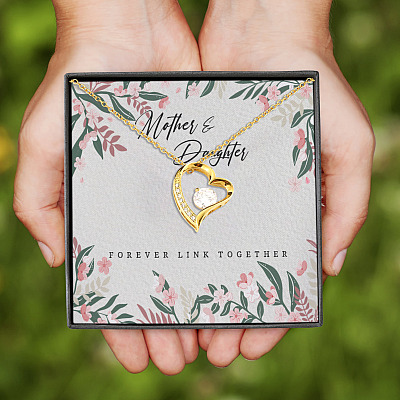 Mother and Daughter Forever Link Together Forever Love Pendant Necklace