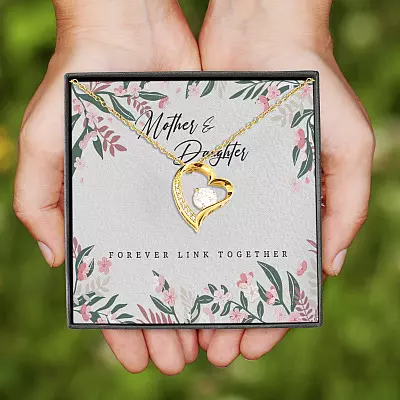 Mother and Daughter Forever Link Together Forever Love Pendant Necklace