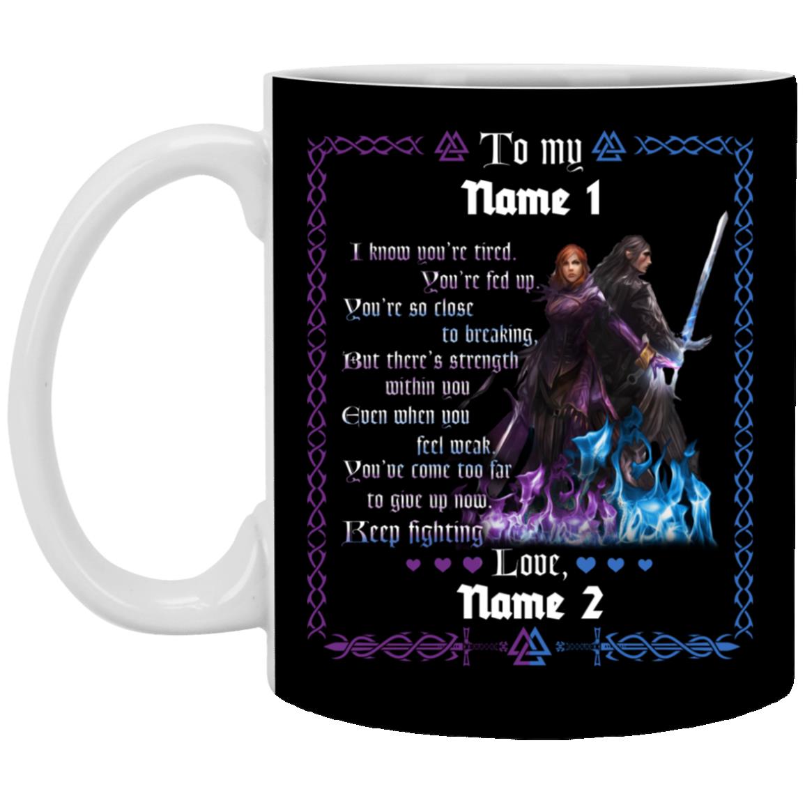 Personalized to My Viking Husband, Black, 11 oz. White Mug