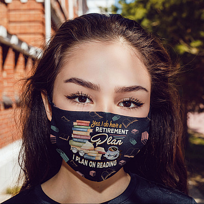 Alternative view of I Do Have A Retirement Plan I Plan On Reading Reusable Washable Custom Printed Cloth Face Mask