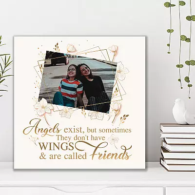 Alternative view of Personalized Photo Angels Exist but Sometimes They Don't Have Wings Friends Framed Canvas - Unframed Poster